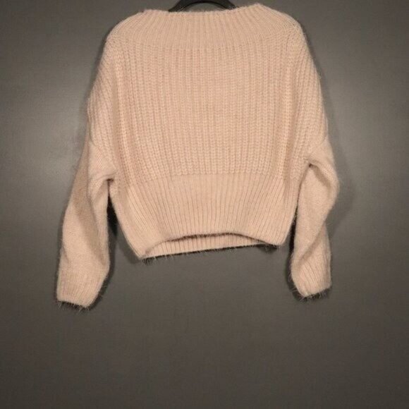 NWT Lulus Feeling It Pale Pink Eyelash Knit Off-the-Shoulder Sweater - Picture 5 of 11